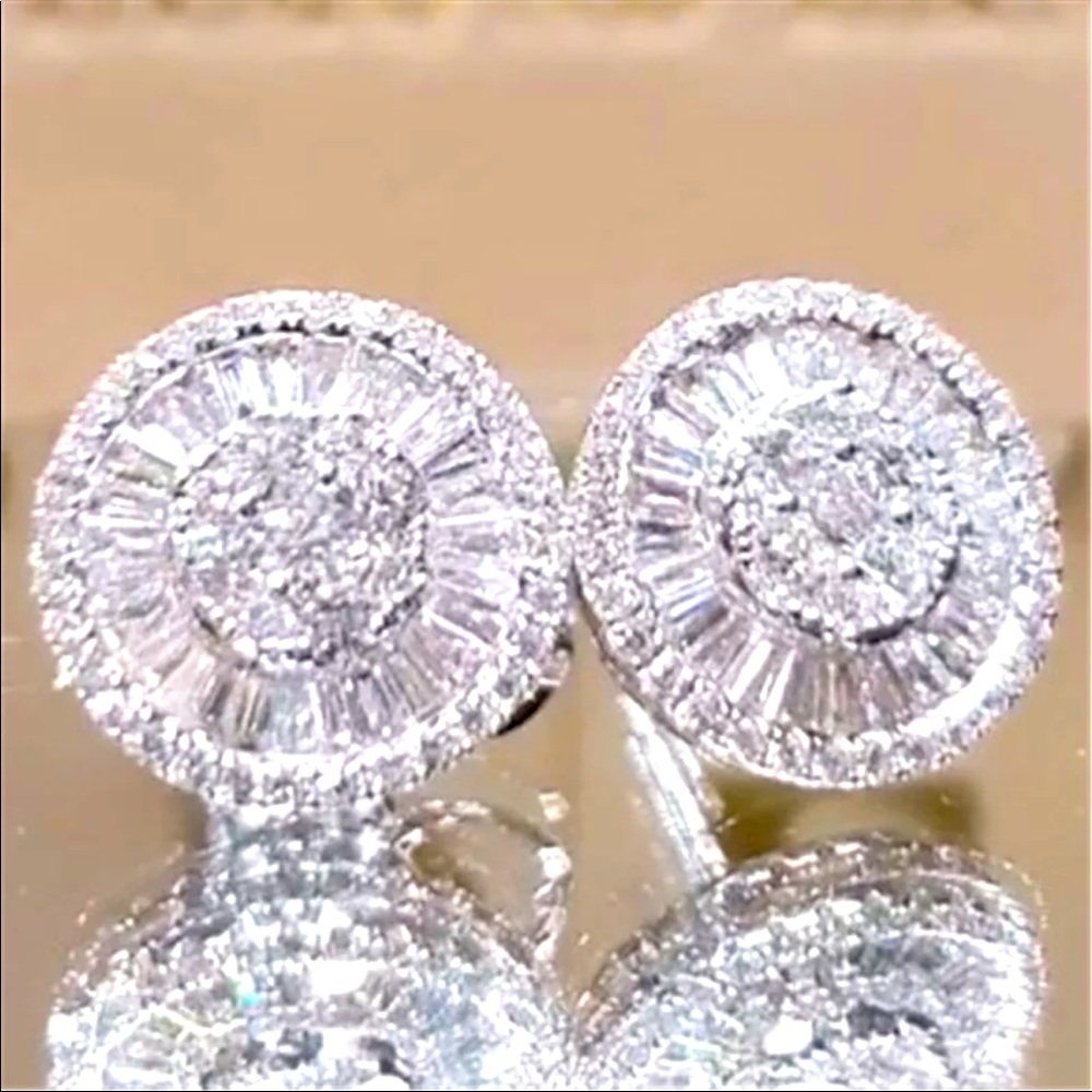 Crystal Round Stud Earrings Vintage zircon stone